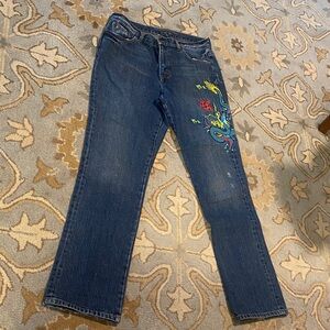 Lauren’s Jeans Co. Embroidered Dragon Dark Blue Women's Jeans size 10 $40